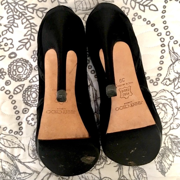 Jimmy Choo Pleated Satin Peep Toe Platform 8 - Picture 3 of 8